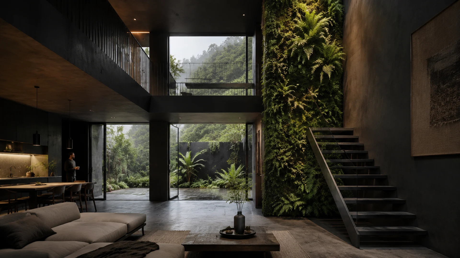Architectural visualisation of the planted inner courtyard at Casa Patio.